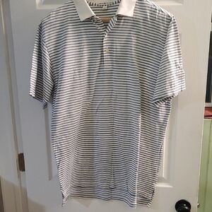 Peter Millar Navy and White Striped Polo Shirt